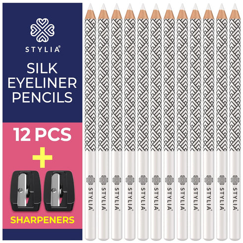 Stylia Waterproof White Eyeliner Pencil for Women, Long-Lasting Microblading Supplies Brow Pencil for Defining &