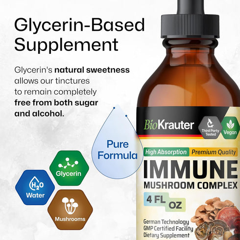 MAUWE HERBS Immune Support Mushroom Supplement 6-in-1 - Organic Liquid Extract Tincture, 4 Fl.Oz.