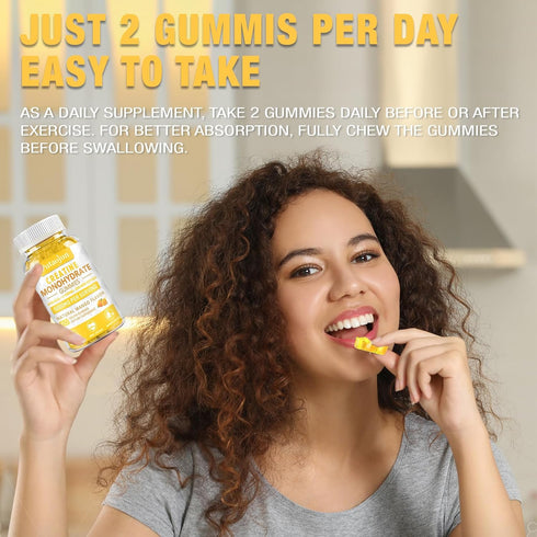 Creatine Monohydrate with Vitamin D3 & B12 | Sugar Free Hydrolyzed Collagen Gummies for Muscle Strength