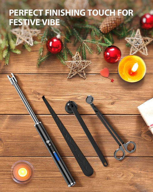 RONXS Electric Lighter, Rechargeable Arc USB Candle Lighter with LED Battery Display, Flexible Neck Windproof Flameless
