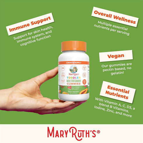 MaryRuth Organics Sugar Free Vitamin Gummies for Kids Age 2+, 60 Count Multivitamin with Vitamin C, D3, Zinc