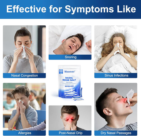 Packets 100 Packets Neti Pot Salt - Individually Wrapped Saline for Nasal Wash | Neti Pot Refill Kit| Effective Nasal