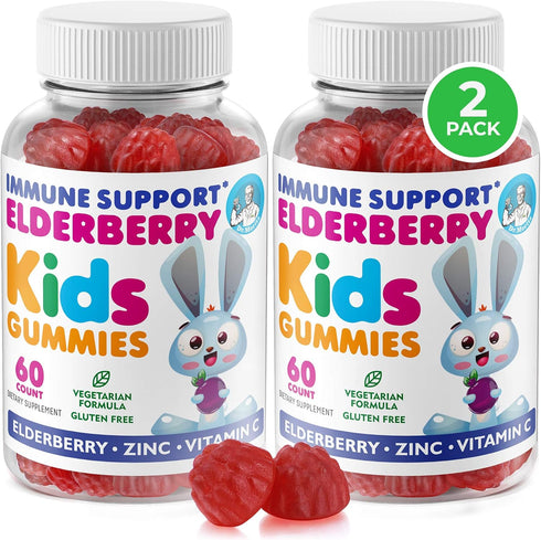 DR. MORITZ Elderberry Gummies for Kids and Adults (2 Pack) - Immune Support with Vitamin C and Zinc