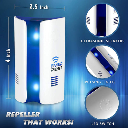 Ultrasonic Pest Control Repeller Plug-in, Electronic Insect Defender for Indoor Roach, Bed Bug, Mouse, Mosquito