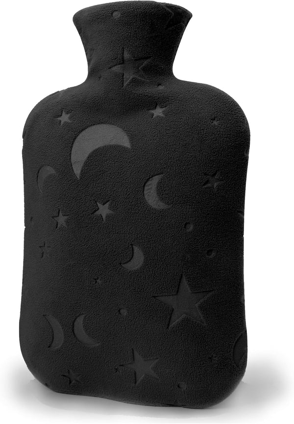 Hot Water Bottle with Soft Cover, 2L for Menstrual Cramps, Neck and Shoulder Pain Relief, Dark Grey