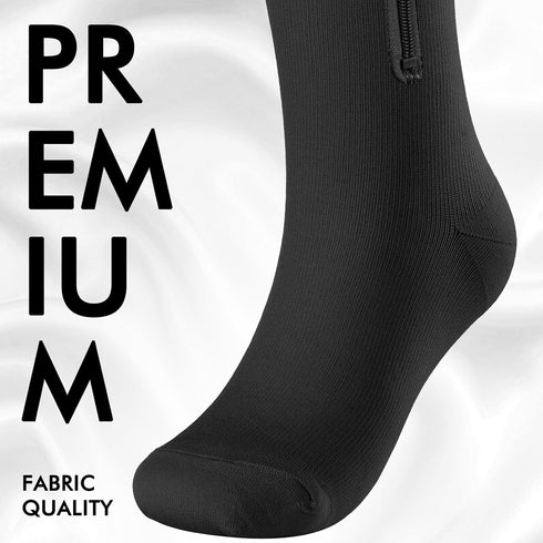Tinojye 2 15-20 mmHg Pair Plus Size Closed Toe Compression Socks with Zipper, Compression Stockings for Overweight