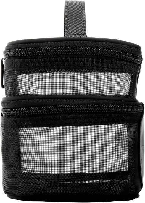 Tosnail Set of 3 Mesh Zipper Bags with Handle, Black Travel Toiletry Bag, Portable Organizer for Makeup & Skincare