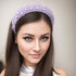 Pearl Headbands for Women Girls Jeweled Beaded Headband Thick Padded Fashion Bridal Headband Wedding Birthday Hair Accessories Purple