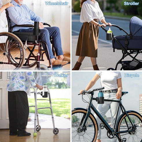 Wheelchair Cup Holder, Strap-on Walker Cup Holder Compatible with Drive Medical Nitro Rollator Walkers Cup Holder
