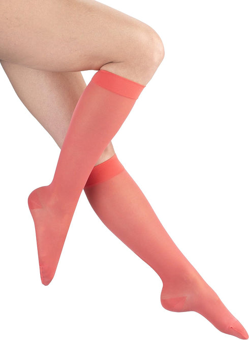 Truform Sheer Compression Stockings, 15-20 mmHg, Women's Knee High, Pink, X-Large