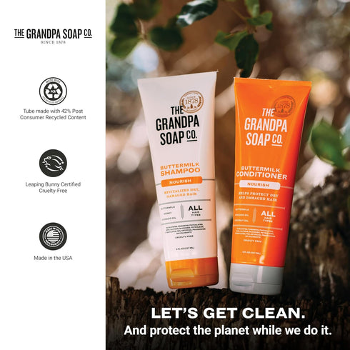 The Grandpa Soap Company Buttermilk Shampoo - Nourishing Formula with Honey & Avocado Oil, 8 Fl Oz
