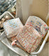 Quilted Cotton Makeup Bag, Coquette Floral Toiletry Bag for Women and Girls, Cute Kawaii Travel Cosmetic Pouch (03 Pink