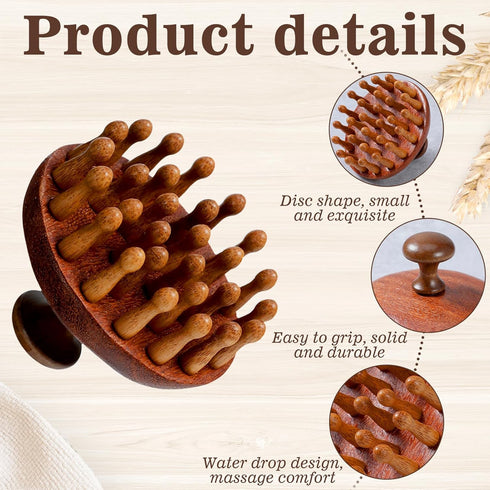 Xelsluthe Wooden Scalp Massager Head Massage Hair Brush, Manual Hair Scalp Scrubber Massager Tool, Gua Sha Brushes Body