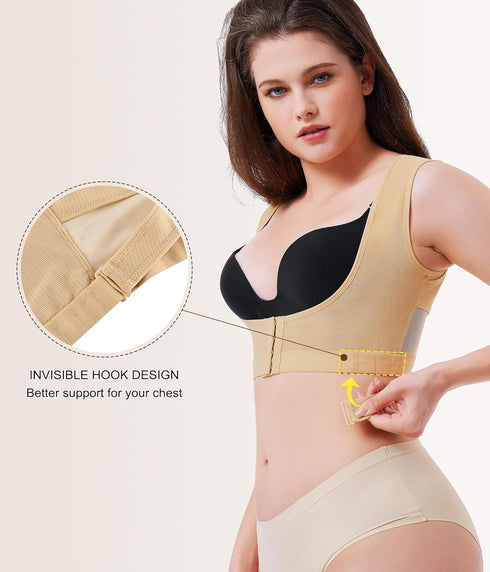 URSEXYLY Upper Back Brace for Women, Breathable Posture Corrector Support Back Straightener for Pain Relief (Beige, XL)