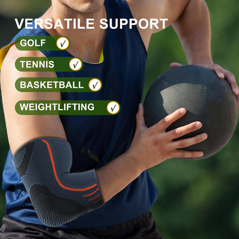 2 Pack Elbow Brace for Tendonitis, Compression Support Sleeve for Golfers, Pain Relief for Men & Women
