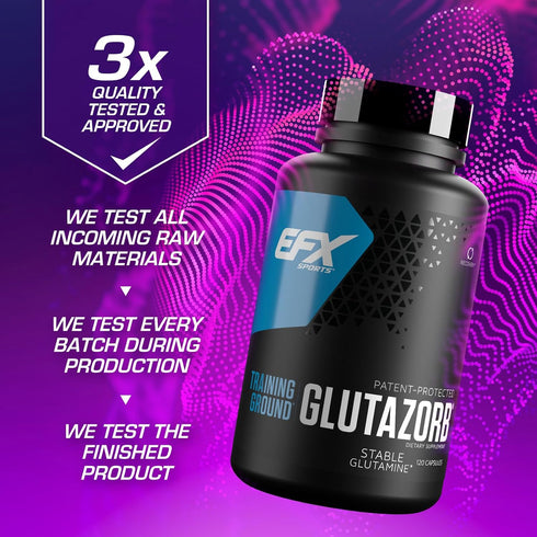 EFX Sports Training Ground Glutazorb Caps - pH Correct Glutamine Pill Supplement - 60 Servings, 120 Capsules