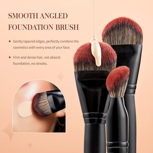 Jessup Large Face Makeup Brushes 5pcs, Premium Synthetic Foundation, Powder, Contour, Blusher, Highlighter Brush