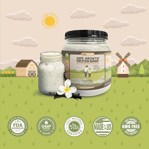 TruHeight Growth Protein Shake Ages 5+ (Vanilla) - Pediatric Recommended Nutrients for Kids & Teens