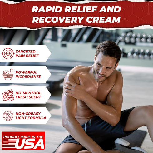 RESCUE PAIN RELIEF & RECOVERY Cream - All-in-One Solution for Back, Neck, Knee, Hand, Foot, Shoulder Pain - 4 Ounces