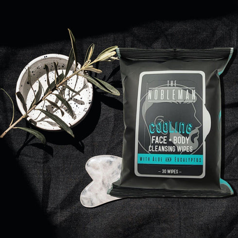 The Nobleman Men's Cooling Face + Body Cleansing Wipes, Eucalyptus - 30 Count