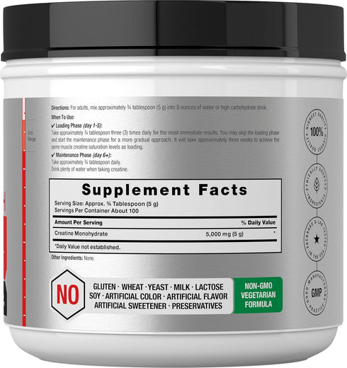 Horbaach Creatine Monohydrate Powder, 1.1lb (17.6 oz) Micronized Unflavored Vegetarian Non-GMO