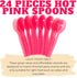 Hot Pink Plastic Spoons (24 Pack) - Hot Pink Spoons for Parties, Lightweight Plasticware, Colored Plastic Spoons, Plastic Utensils, Disposable Cutlery for Occasions, Party Plastic Spoons