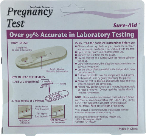 Sure Aid 99% (2 Pack/2 Count) Sure-Aid One Step Pregnancy Test - Over Accurate - Simple One Step, Easy to Read Results