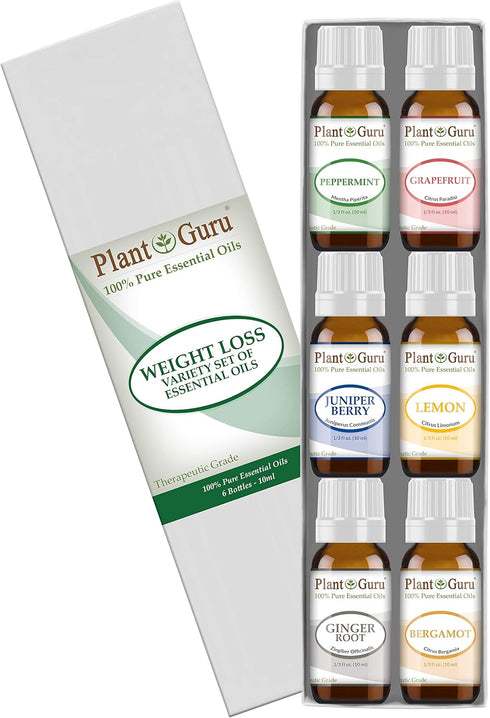Weight Loss Essential Oil Variety Set - 6 Pack - 100% Pure Therapeutic Grade 10 ml (Peppermint, Grapefruit, etc.)