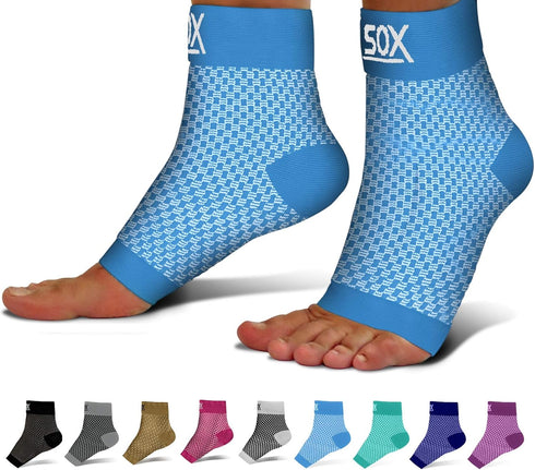 SB SOX Ankle Compression Sleeve, Plantar Fasciitis Compression Socks, Best Arch Support for Heel Pain Relief, Blue,