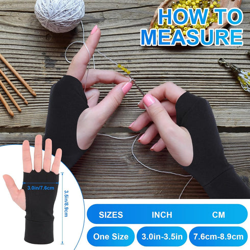 6 Pairs Stress Relief Gloves Crochet Gloves for Pain Fingerless Arthritis Gloves Lightweight Hand Gloves with Finger Holes for Women Men Crocheting Craft Sewing