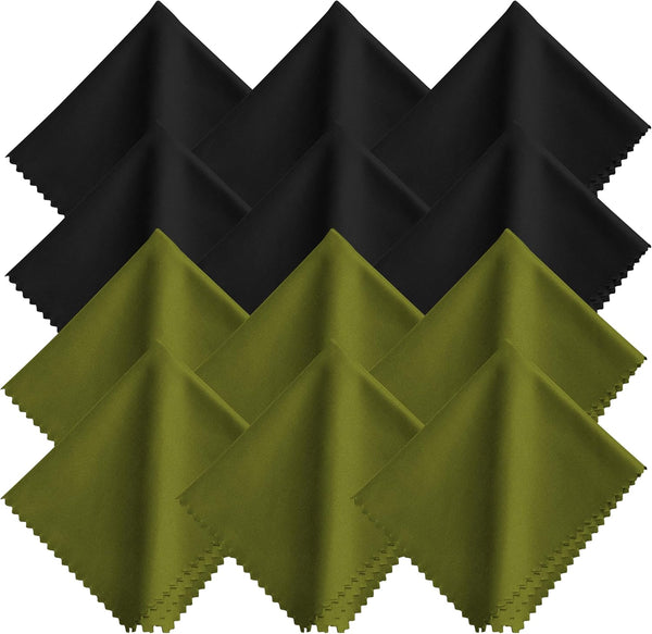 XTHEL Microfiber Eyeglass Cleaning Cloth - 12 Pack (6 Black + 6 Green),