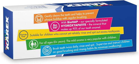 Kinder Karex Hydroxyapatite Kids Toddler Toothpaste, Fluoride Free, Clinically Tested, 2.3 oz