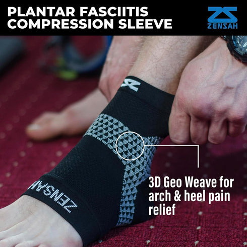 Zensah Compression Sleeve for Plantar Fasciitis - Alleviate Heel Discomfort, Arch Support, and Swelling Reduction