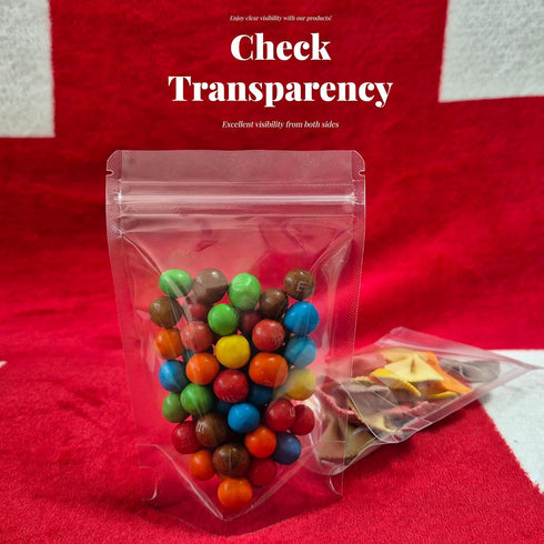 Mylar Bags 4”x6” - Pack of 100 Clear Smell Proof Mylar Ziplock Bags, Resealable and Heat Sealable for Food Storage