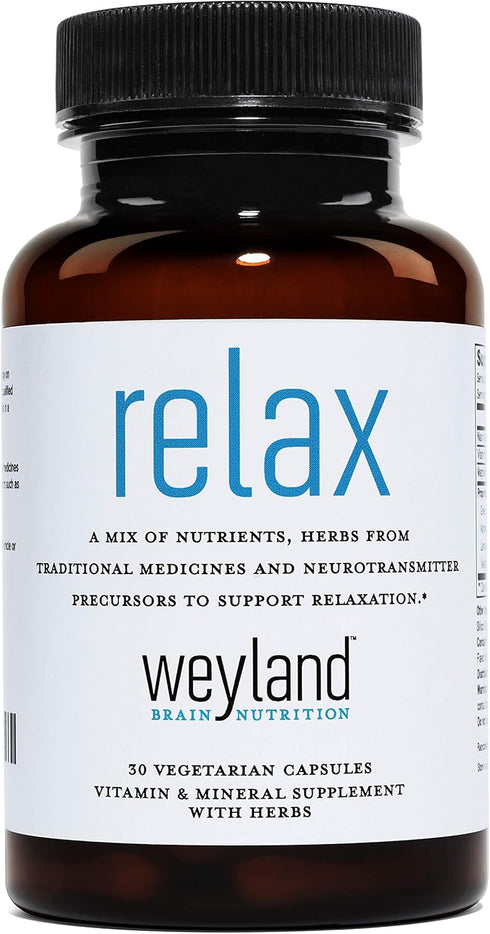 Relax Natural Sleep Aid - 30 Vegetarian Capsules with GABA, L-Theanine, Valerian Root, 5-HTP, Lemon Balm