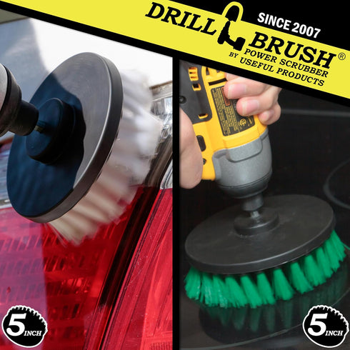 Household Cleaners - Drill Brush Soft White and Medium Green Combo Kit - Cleaning Supplies - Glass Cleaner - Scrub