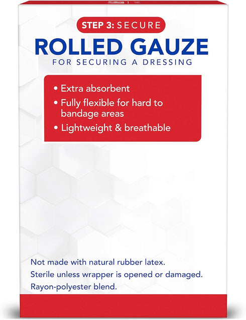 All Health Rolled Gauze Pads - 3 X 2.5 Yds for Wound Cleaning or Covering, 10 Count