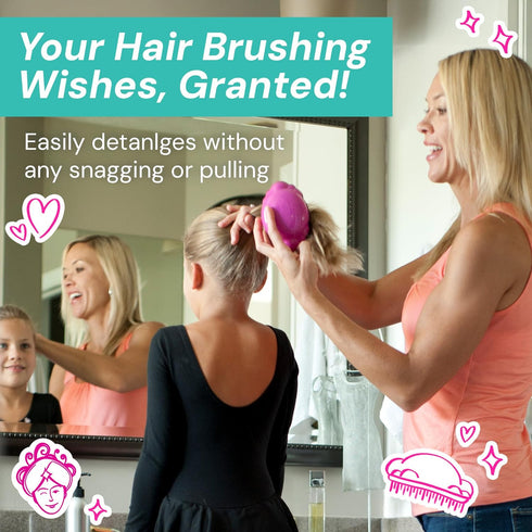 Knot Genie Detangling Hair Brush for Kids, Fairy Pink | Perfect for Curly Hair, Gently Separate Tangles