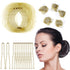 Zonon Bun Hair Nets, Invisible Elastic Edge Mesh and U Shaped Pins Set, 50Pcs for Ballet Bun Sleeping