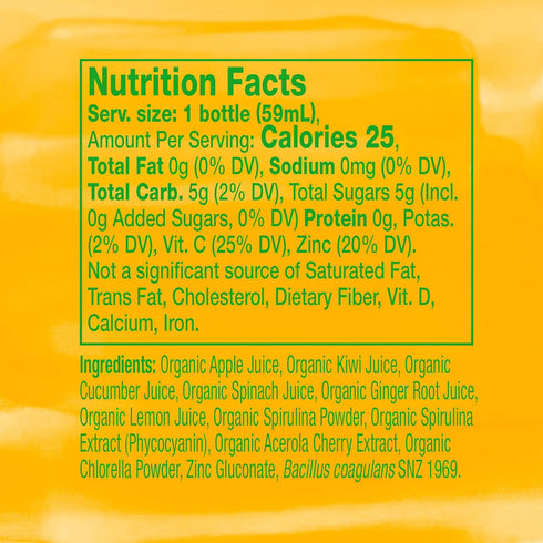 Immunity 2 Oz (Pack 12) Vive Organic Detox + Dual-Boost Shot, Superfood Veggie Blend, Organic Juice, Gluten Free