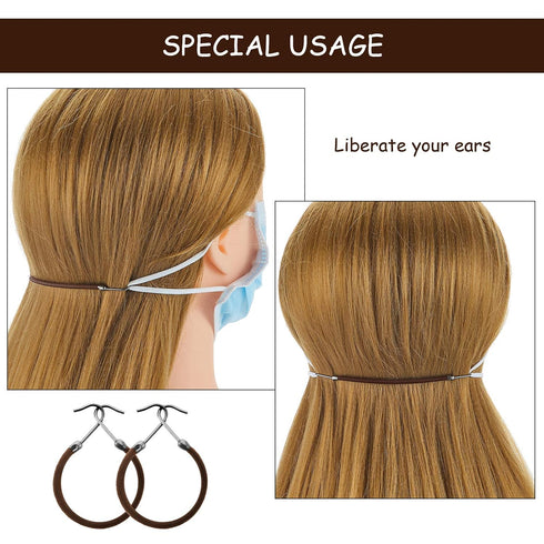 Hotop 15 Pieces Elastic Hook Hair Tie, Styling Ponytail Holder Hooks for Curly Long Hair (Brown)