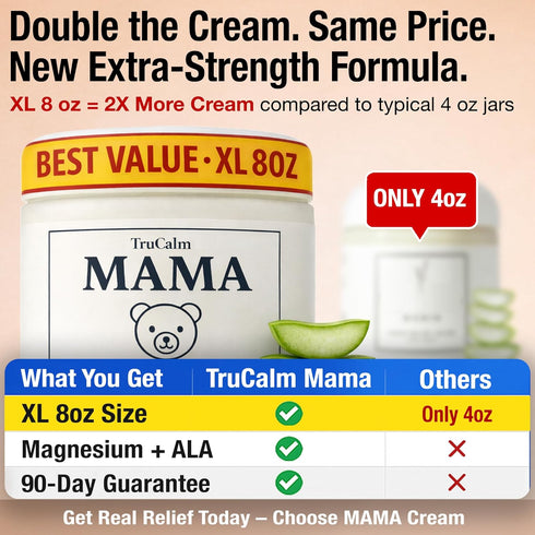 TruCalm Mama 8 Oz Mama Lotion Neuropathy Nerve Relief Cream with Magnesium Chloride Maximum Strength Comfort for Feet