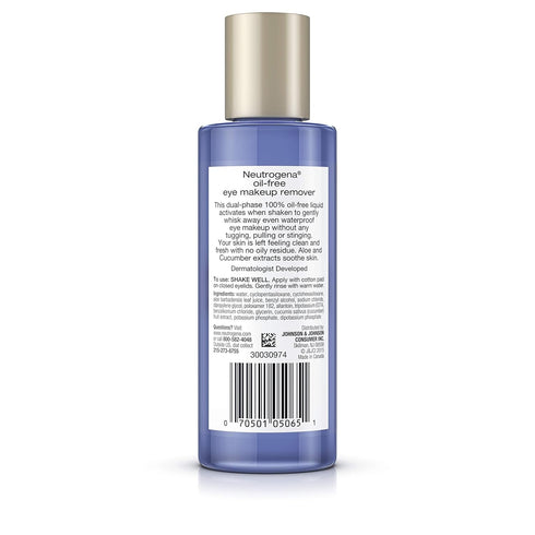 Neutrogena Gentle Oil-Free Eye Makeup Remover & Cleanser, Non-Greasy, Removes Waterproof Mascara, 3 x 5.5 fl. oz