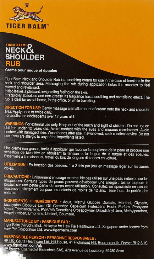 Tiger Balm Extra Strength Neck & Shoulder Rub for Warm Pain Relief, 50 G