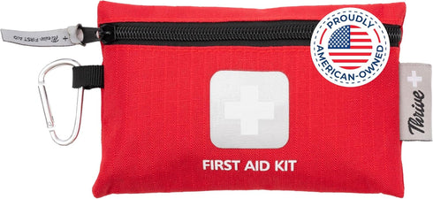 Thrive Mini Emergency Kit & First Aid Pouch, 66 Piece Set, Waterproof Rip-Stop Nylon Pouch