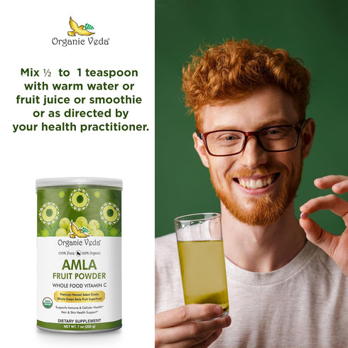 Organic Veda Amla Powder - 7oz - 100% Pure Amla Fruit Powder for Immune, Digestive & Skin Health