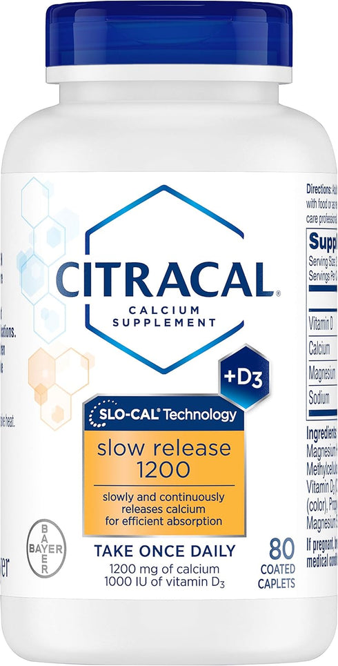 Citracal Calcium + D Slow Release Tablets, 1200mg, 80 Tablets (Pack of 4)