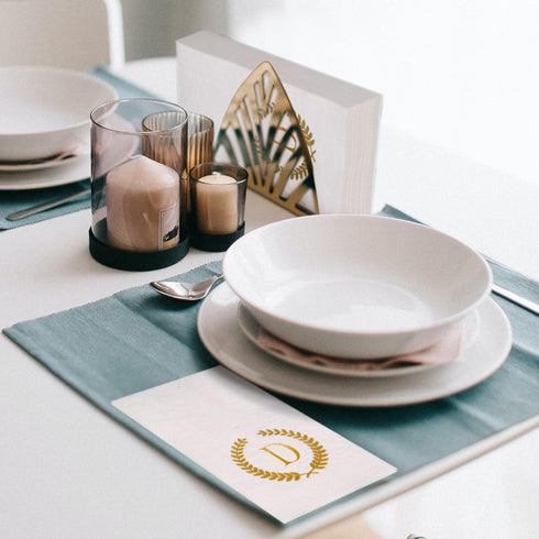 200 Pack Monogrammed Disposable Napkins, Gold Foil Letter D, Initial Hand Paper Towels for Wedding, Party, Home