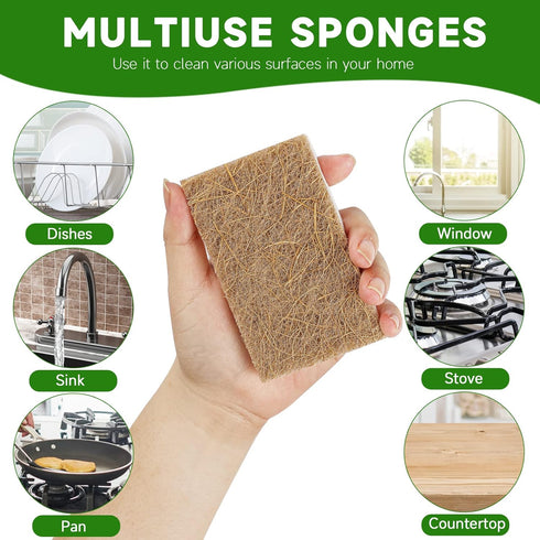 10 Pack Biodegradable Natural Sponges for Dishes, Eco Friendly Kitchen Sponge Dish Sponge