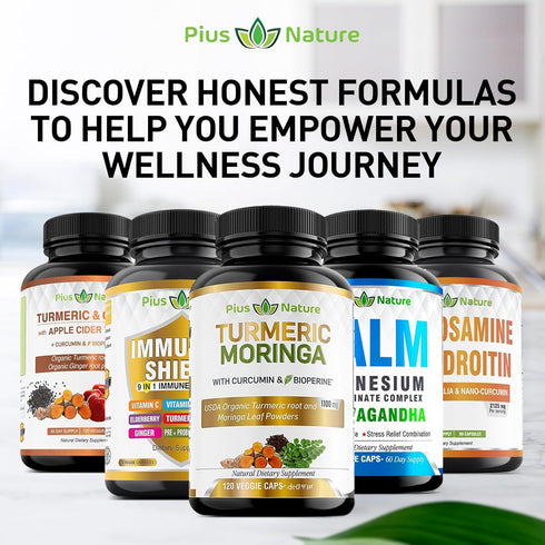 Turmeric Moringa Organic Turmeric Curcumin and Moringa Powder, 120 Veggie Capsules